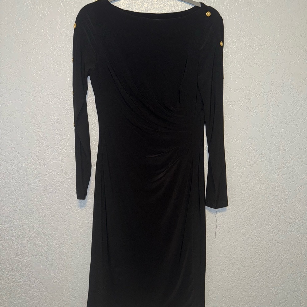 Ralph Lauren Black Dress with Gold Button Details